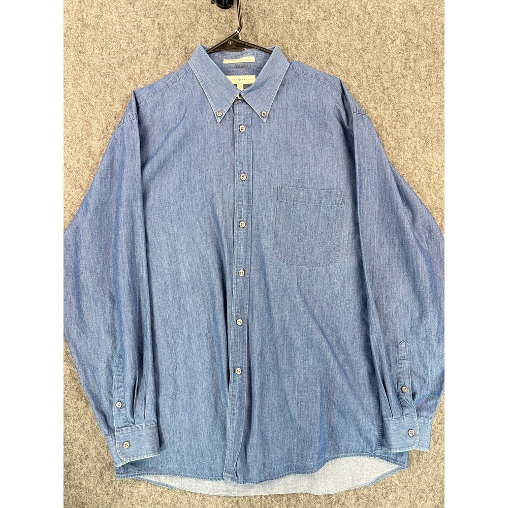 Joseph Abboud Mens Blue Italian Cotton Button Down Shirt Large Long Sleeve